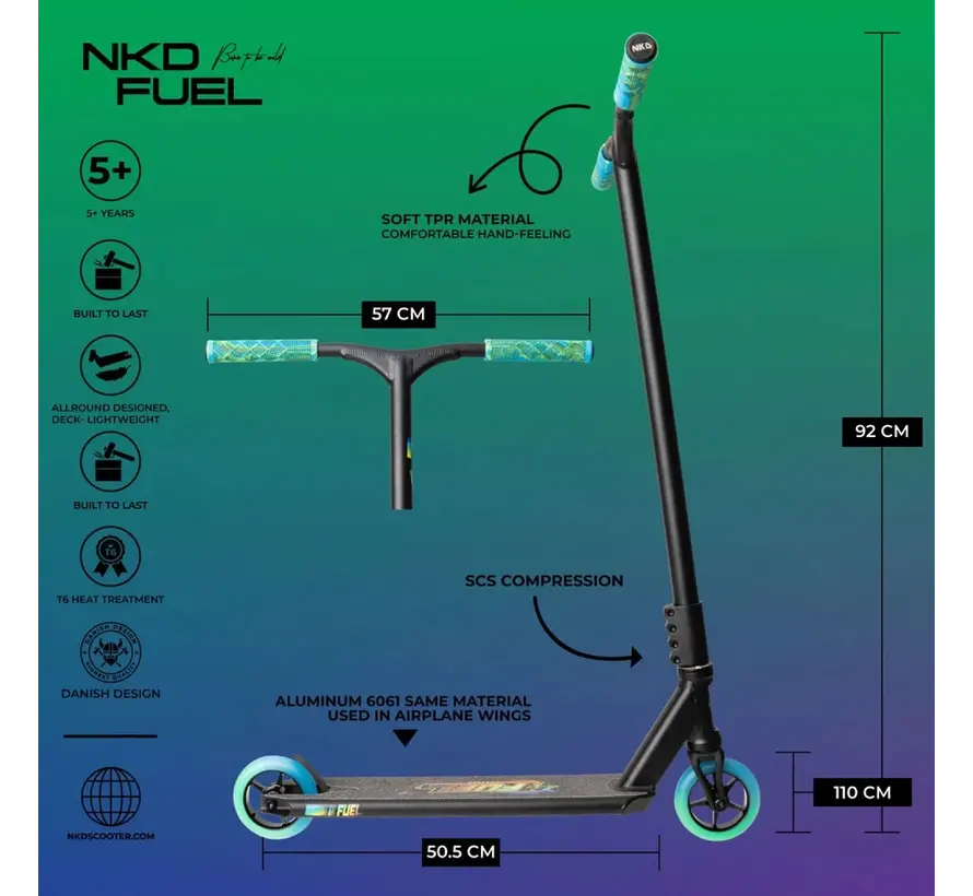 Monopattino acrobatico NkD Fuel nero / verde misto