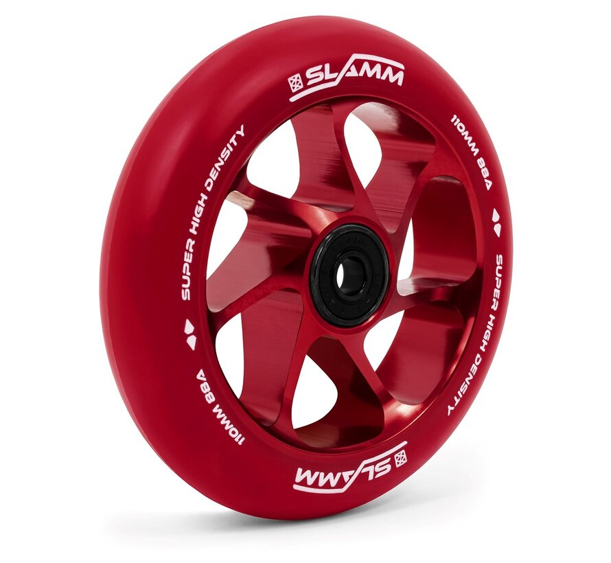 Rueda Slamm Stunt Scooter Team de 110 mm con núcleo de aluminio, color rojo, primera edición.