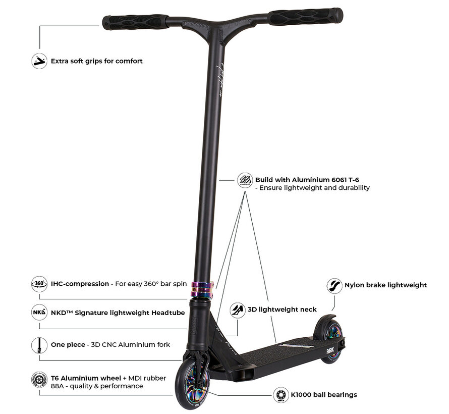 NKD Stunt Scooter Park Nero - Neo
