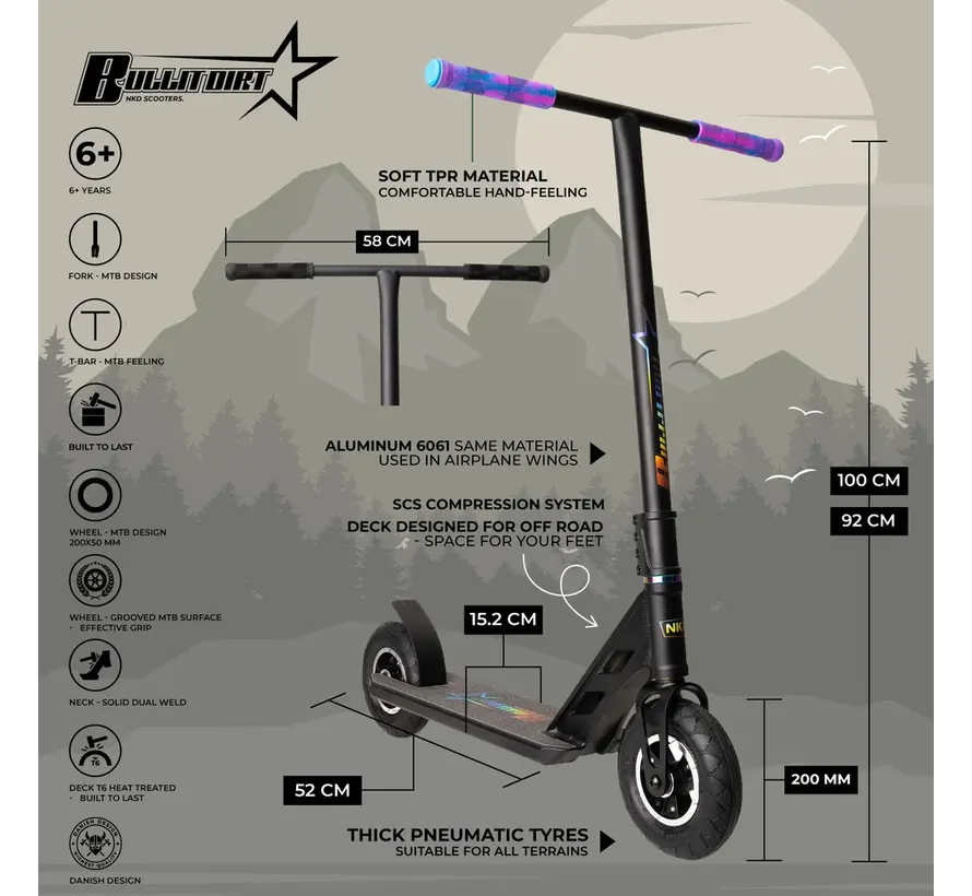Patinete de tierra NKD Bullit negro/arcoíris