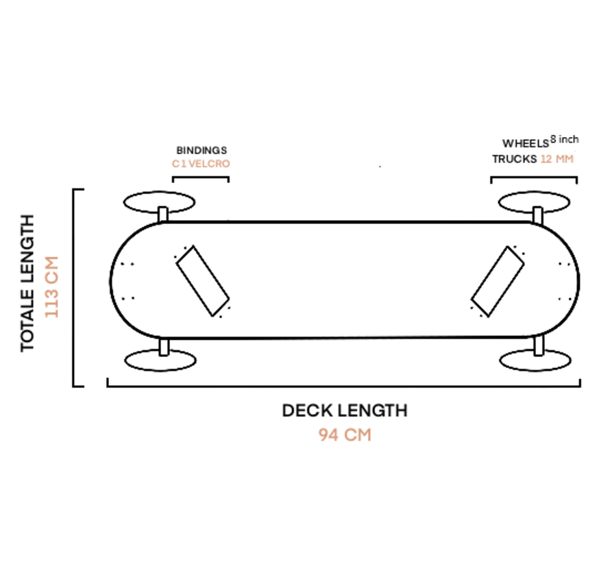 Deska górska Kheo Epic V4 8 cali z czerwonymi kołami