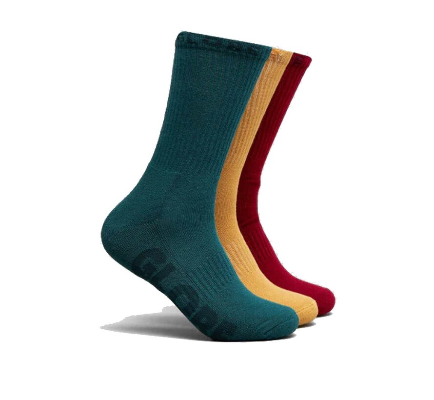 Paquete de 3 pares de calcetines Globe Sustain Crew: calcetines de skate cómodos hechos de algodón orgánico