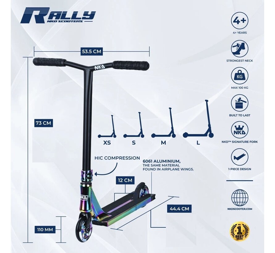 NKD Rally V4 Stuntstep Regenbogen 73cm