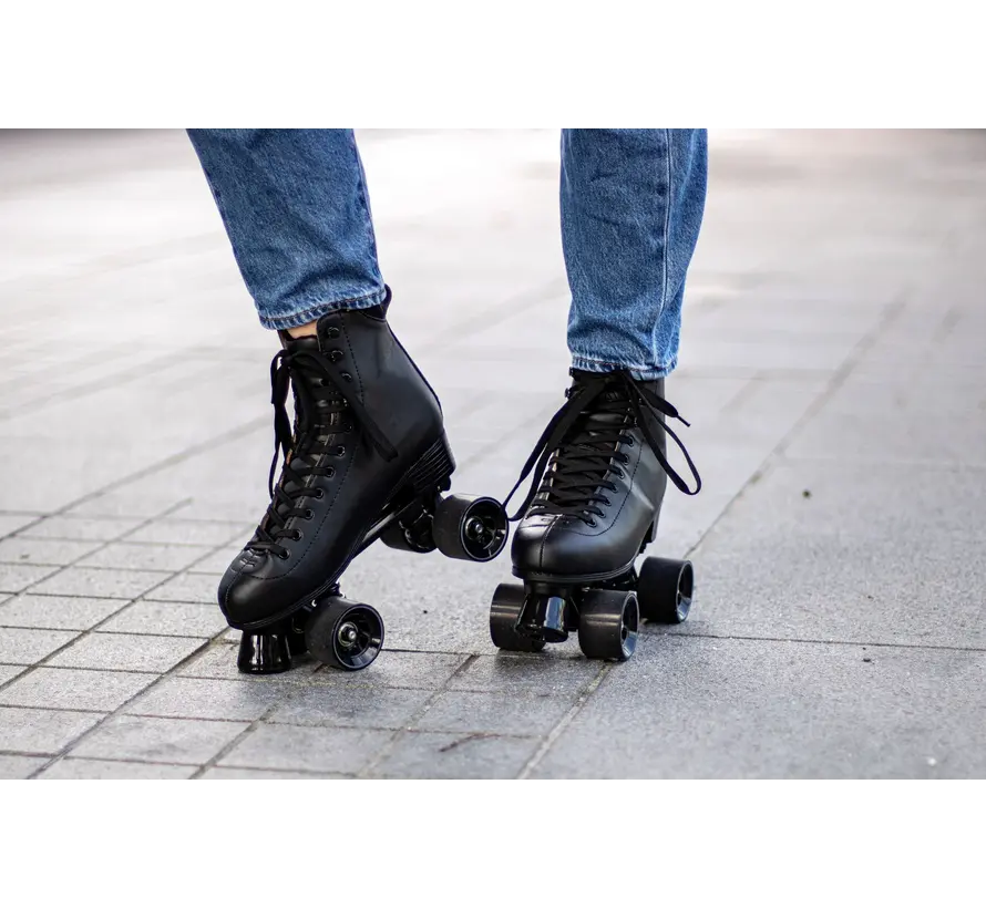 Nijdam Ramblin' Roller rolschaatsen – Klassieke leren quad skates met aluminium chassis en ABEC 7 lagers