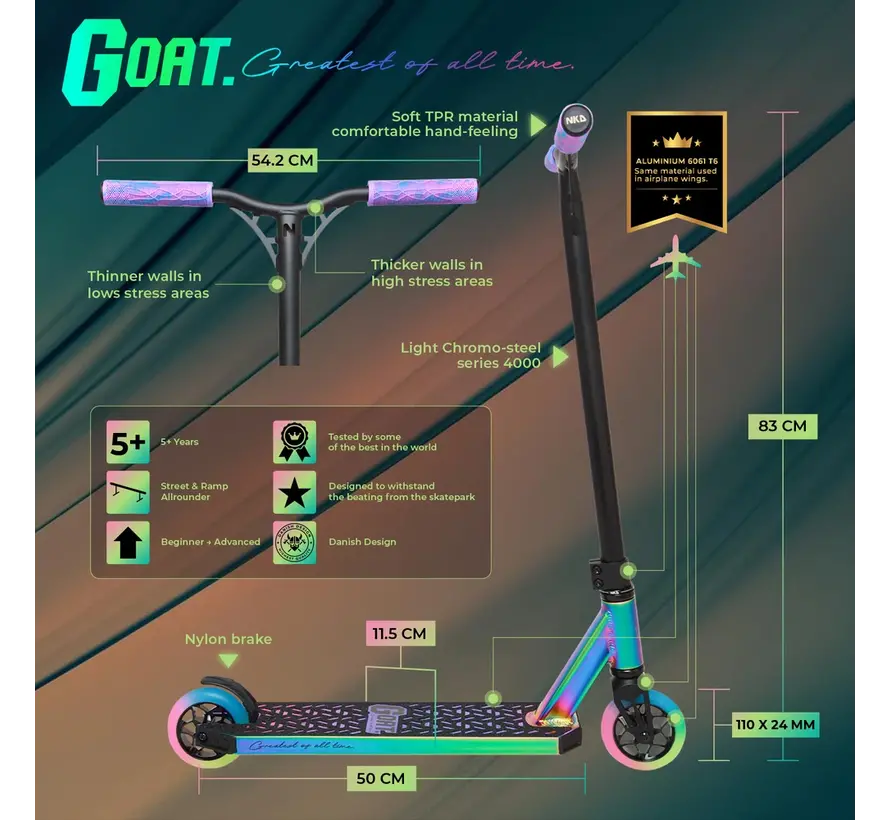 Vuoi acquistare uno scooter stunt NKD Goat? | Robusto, leggero e perfetto per i principianti | Streetsurfshop.nl