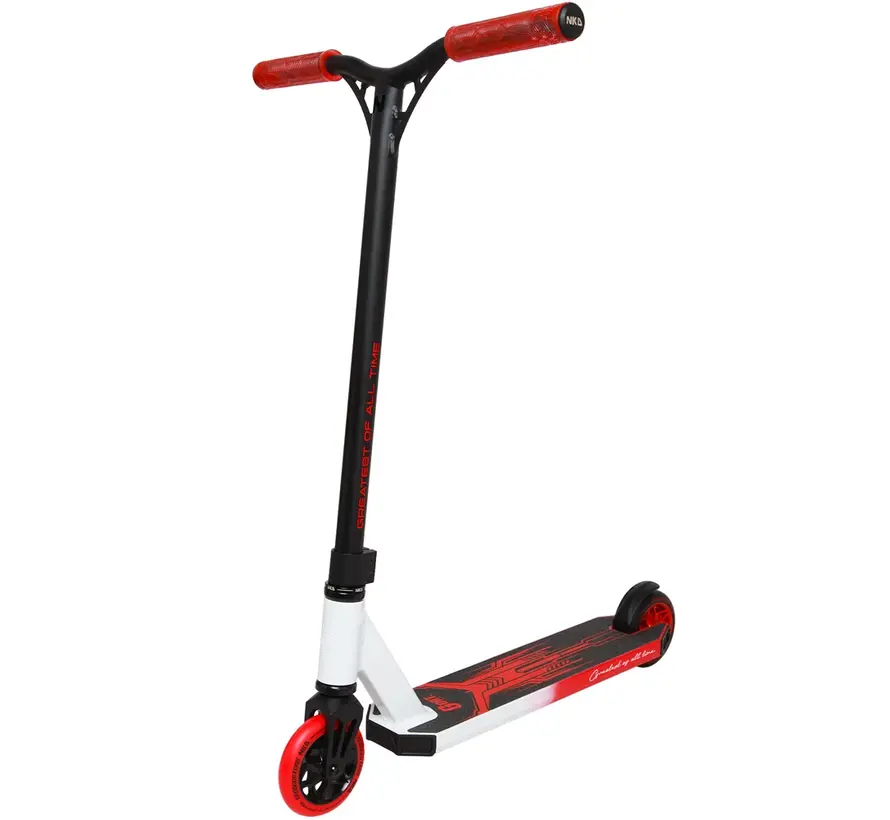 NKD GOAT Stunt Scooter White/Red – Durable Park Scooter with 110 mm Wheels & HIC Compression
