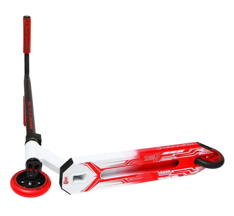 Trottinette freestyle NKD GOAT blanche/rouge – Trottinette de park résistante avec roues de 110 mm et compression HIC