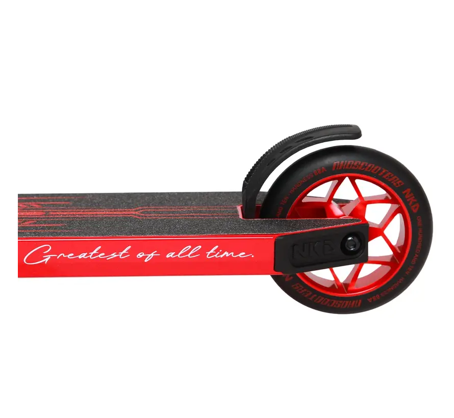 NKD GOAT Stunt-Scooter Weiß/Rot – Robuster Park-Scooter mit 110-mm-Rädern und HIC-Kompressionsfederung