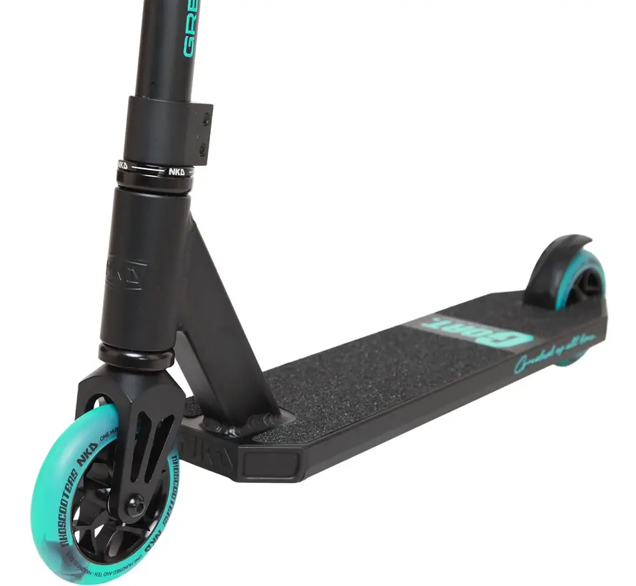 NKD Goat Stunt Scooter Black/Mint – Sturdy Park Scooter with 110 mm Wheels & HIC Compression
