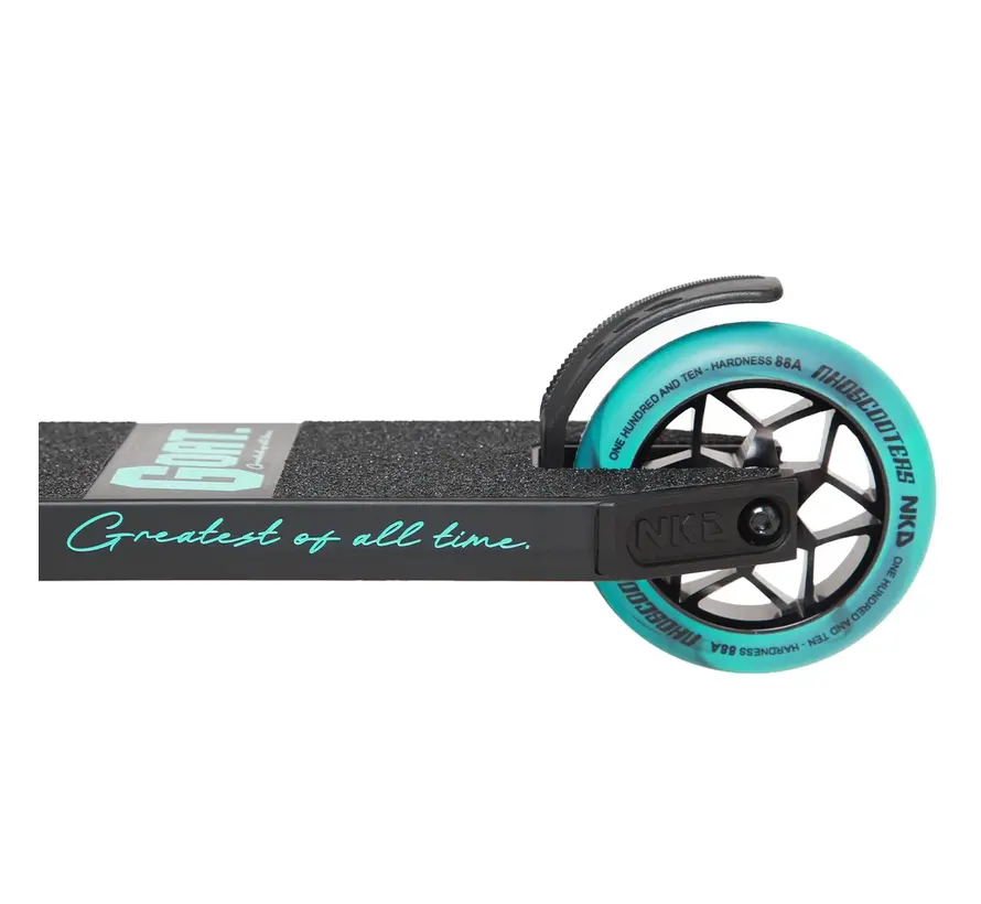 Patinete de acrobacias NKD Goat negro/menta: patinete de parque robusto con ruedas de 110 mm y sistema de compresión HIC