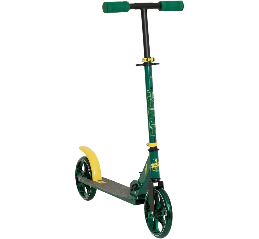 Story Lux Transportroller Grün/Glitzer – Komfortabler Trittroller mit verstellbarem Lenker & großen Rädern