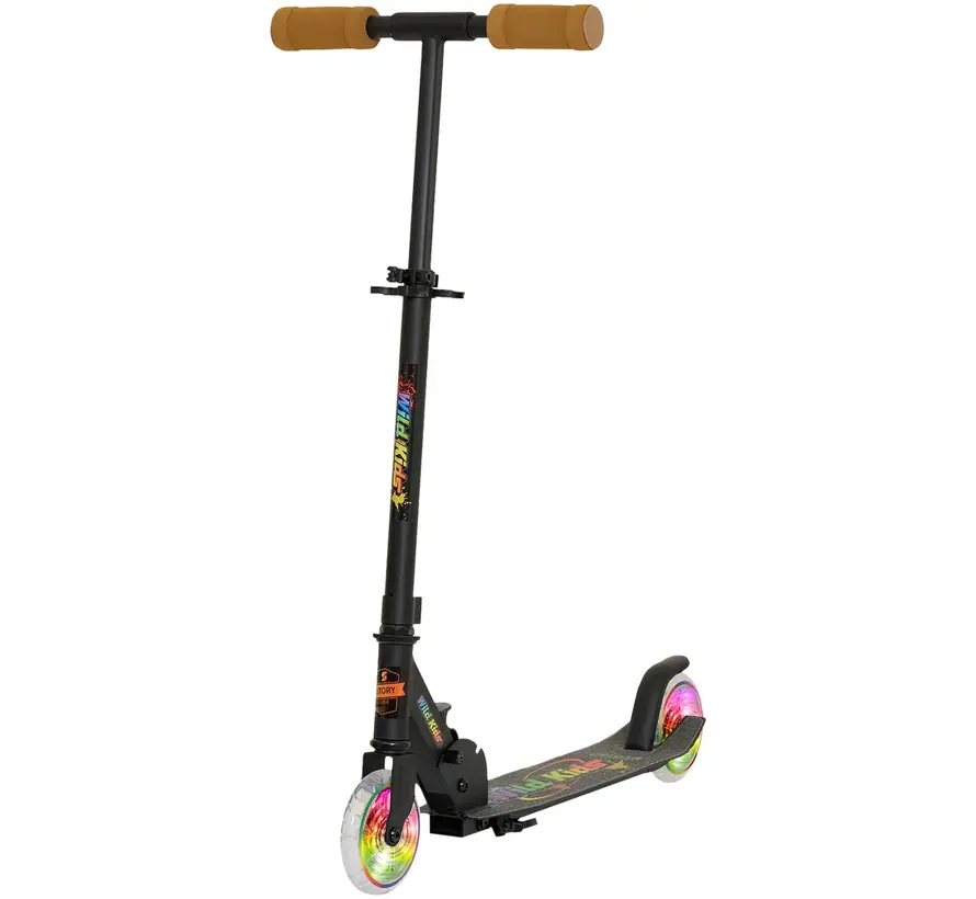 Story Wild Kids Faltbarer Scooter Schwarz LED – Cooler Kinderroller mit verstellbarem Lenker & Fußbremse