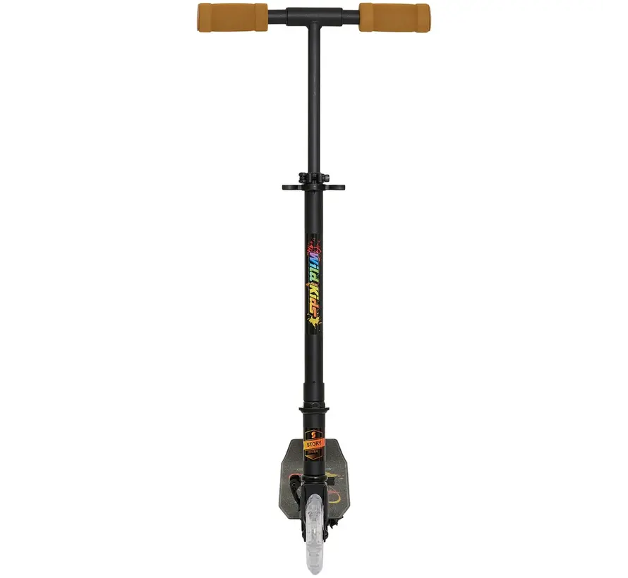 Patinete plegable Story Wild Kids con LED negro: un patinete infantil genial con manillar ajustable y freno de pie.