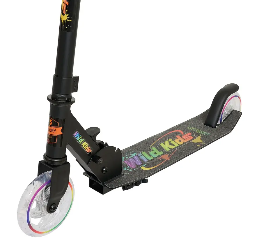 Story Wild Kids Opvouwbare Autoped Black LED – Stoere Kinderstep met Verstelbaar Stuur & Voetrem