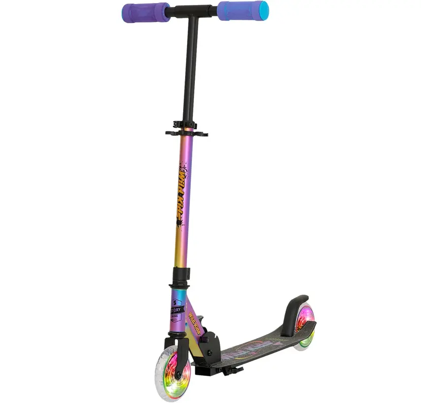Story Wild Kids Monopattino pieghevole NEO LED – Monopattino per bambini con manubrio regolabile e freno a pedale