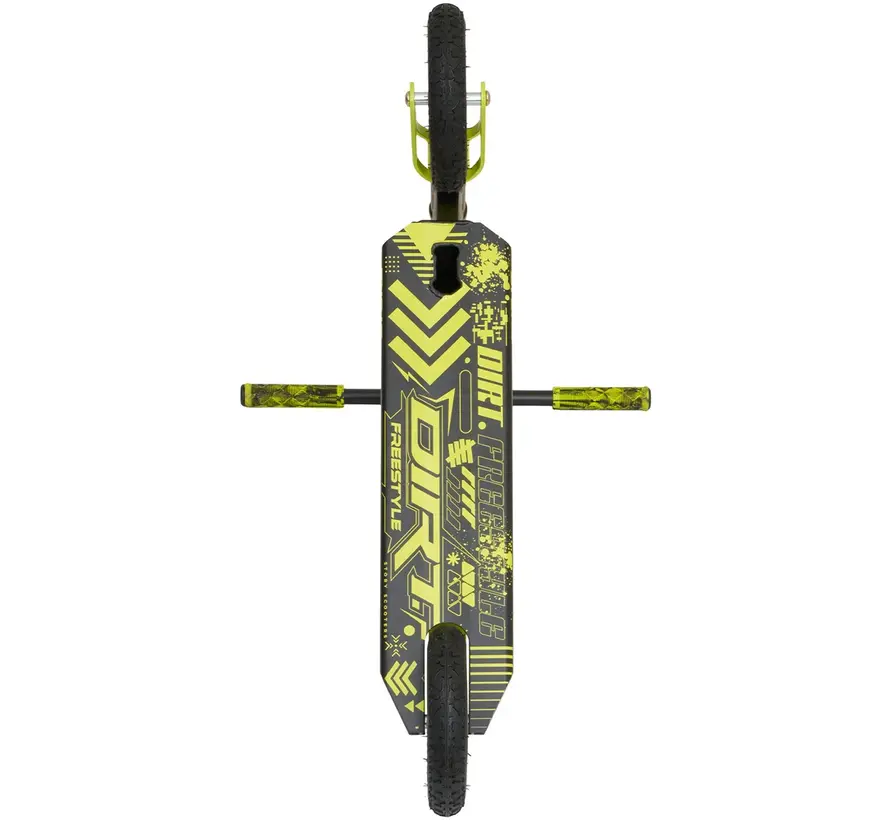 Story Dirt Freestyle Step Schwarz/Gelb – Robuster Offroad Stunt Scooter mit Luftreifen & Stahlrahmen