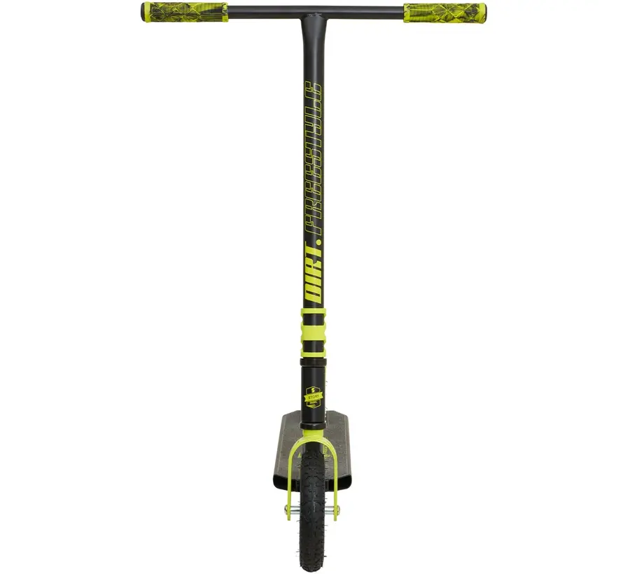 Story Dirt Freestyle Step Schwarz/Gelb – Robuster Offroad Stunt Scooter mit Luftreifen & Stahlrahmen
