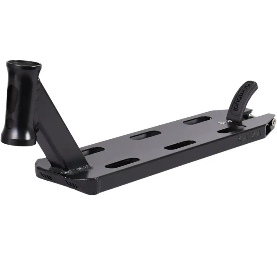 Longway Kaiza+ Deck Black – 19″ × 4.5″ light aluminum stunt scooter deck with peg-cut & flex brake
