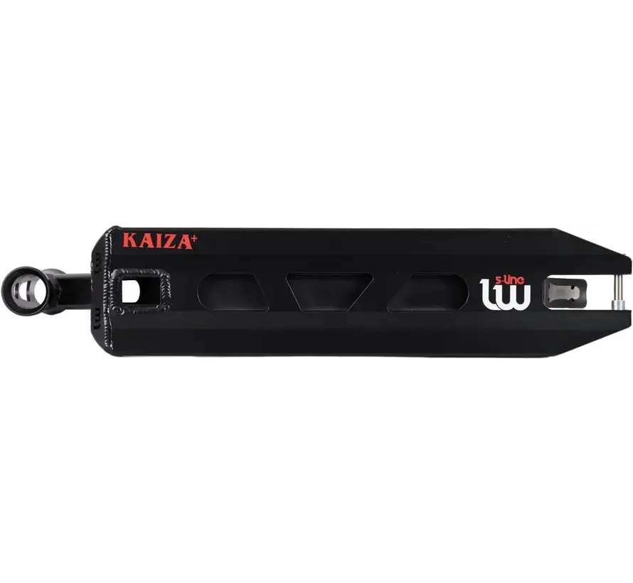 Longway Kaiza+ Deck Black – 19″ × 4.5″ light aluminum stunt scooter deck with peg-cut & flex brake