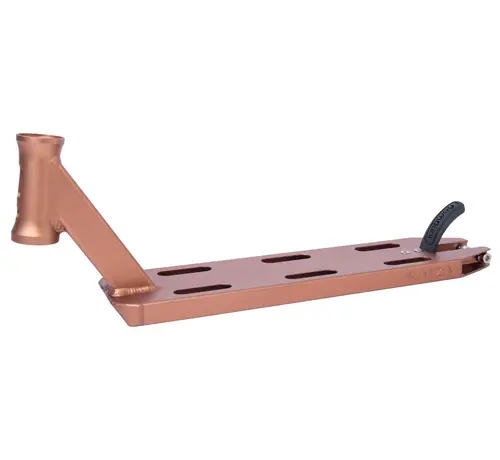 Longway Longway Kaiza+ Deck Copper: base para patinete acrobático de aluminio ligero de 48 cm × 11,4 cm con corte de clavijas y freno flexible.