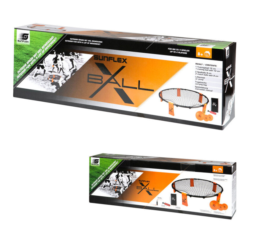 Sunflex X‑Ball Roundnet – Jeu de Roundnet compact avec filet de 90 cm, 3 balles, pompe et sac de transport