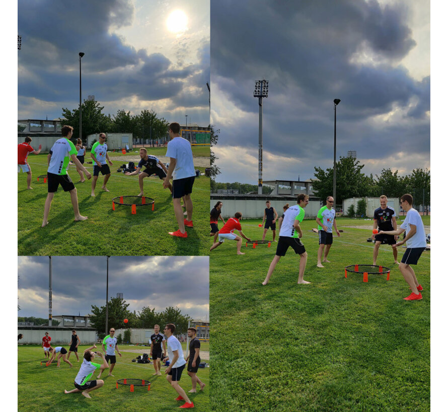 Sunflex X‑Ball Roundnet – Jeu de Roundnet compact avec filet de 90 cm, 3 balles, pompe et sac de transport