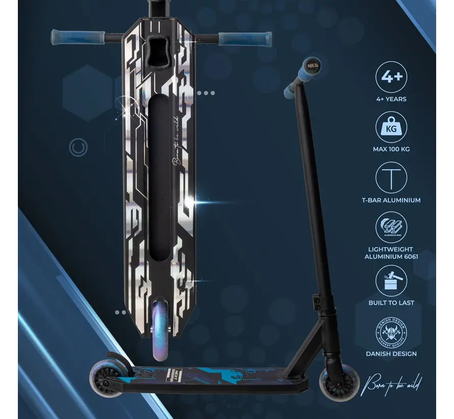 NKD stuntstep Next Generation Black / Blue met T-bar