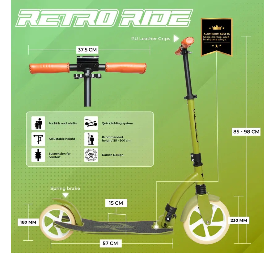 Story Faltbarer Transportroller Retro Ride Grün
