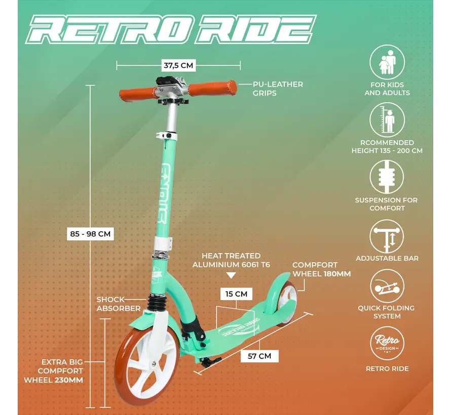 Story Opvouwbare Transportstep Retro Ride White / Mint