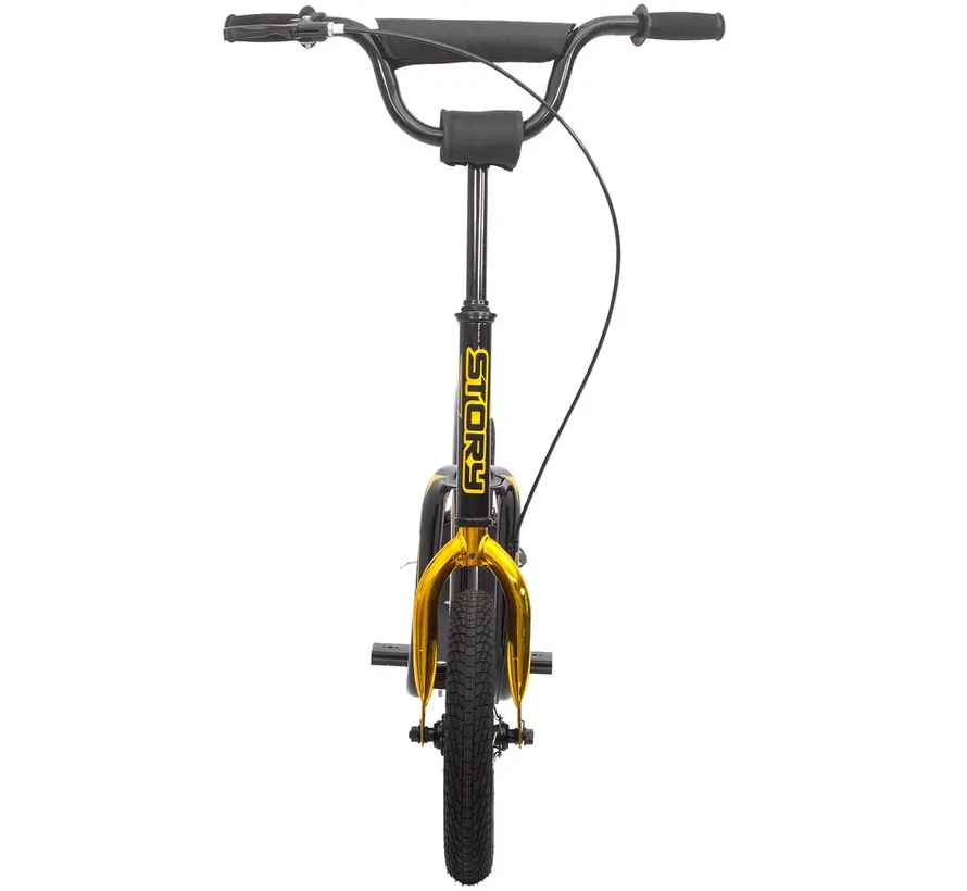 Story One Air Airstep with large wheels. Black/Gold