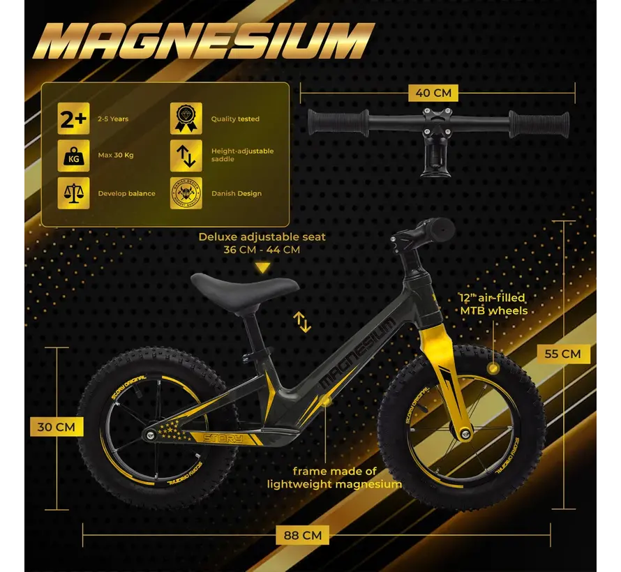 Story Magnesium Balance Bike – Ultraleichtes Laufrad mit verstellbarer Sattelhöhe