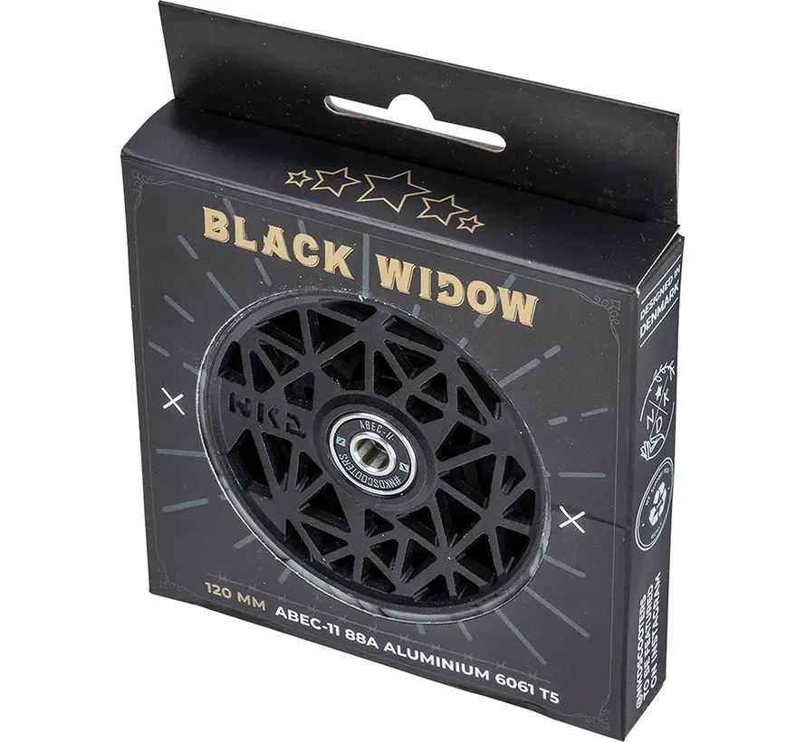 NKD Black Widow Stunt-Scooter-Rad 120 mm – Weiß / Schwarz Hohlkern-Aluminium