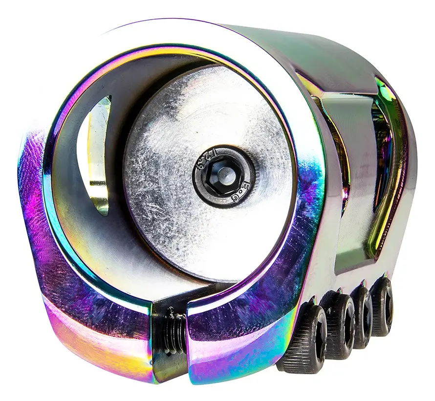 Abrazadera NKS SCS Pro: Abrazadera de aluminio de 35 mm de gran tamaño, arcoíris, con sistema de compresión SCS integrado
