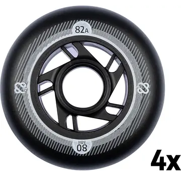 Nijdam Juego de 4 ruedas para patines en línea 80 x 24 mm Negro