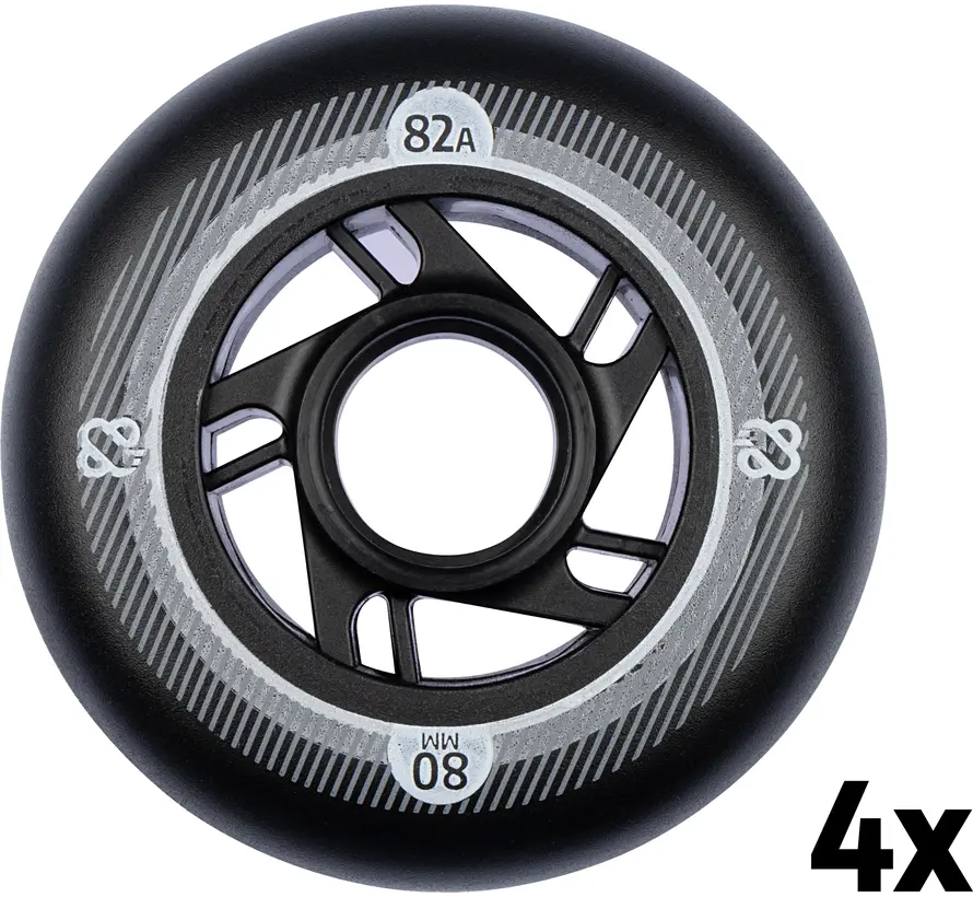 4er Set Inline Skate Rollen – 80 × 24 mm Schwarz | Langlebige PU Rollen für deine Inline Skates