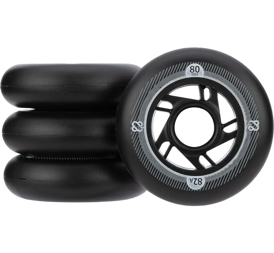 Set of 4 Inline Skate Wheels – 80 × 24 mm Black | Durable PU Wheels for your Inline Skates