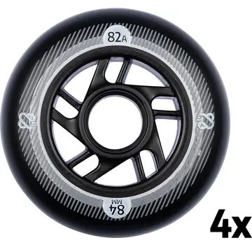 Nijdam Lot de 4 roues pour rollers en ligne 84 x 24 mm Noir
