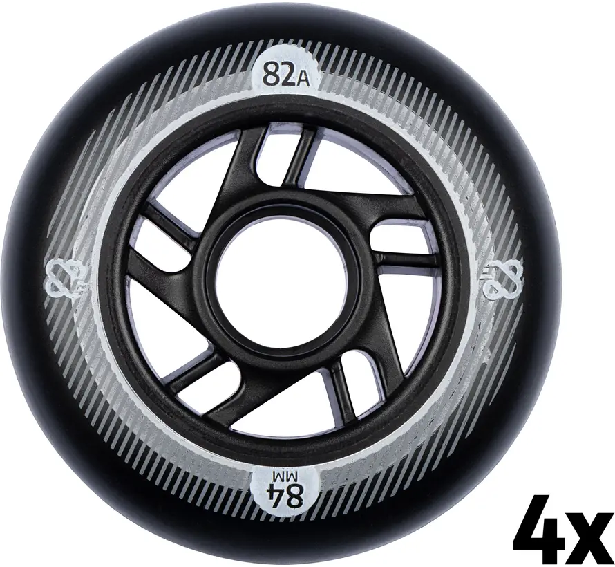 4er Set Inline Skate Rollen – 84×24 mm Schwarz | Langlebige PU Rollen für deine Inline Skates