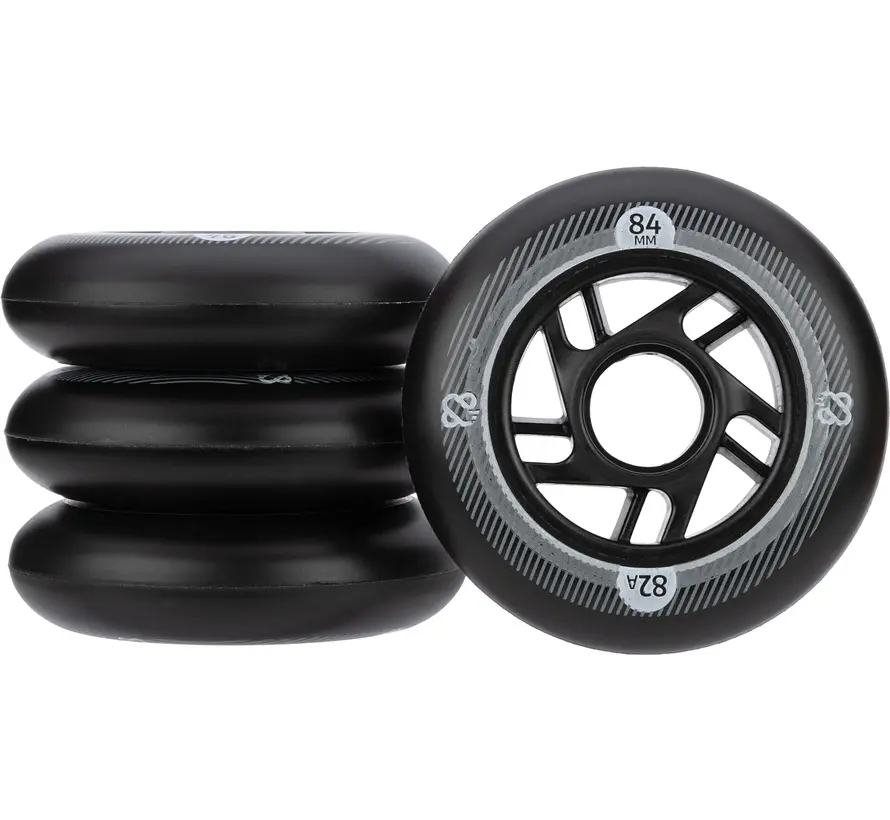 Set of 4 Inline Skate Wheels – 84×24 mm Black | Durable PU Wheels for your Inline Skates