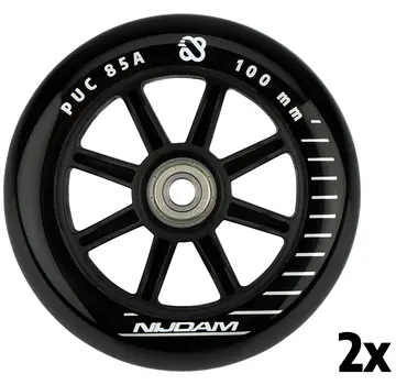 Nijdam Jeu de 2 roues de trottinette acrobatique Nijdam (100 mm) noires