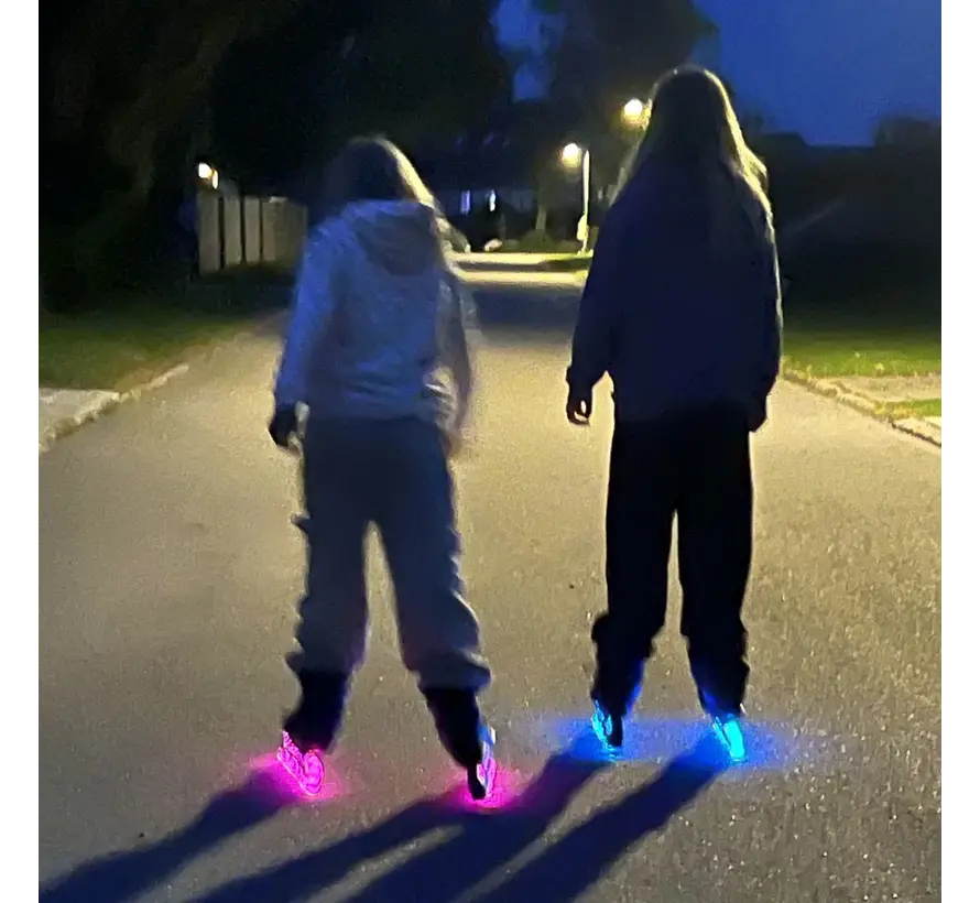 Pattini in linea regolabili Story Fusion LED rosa - Regolabili in 4 misure, stivale in rete e cuscinetti ABEC-7