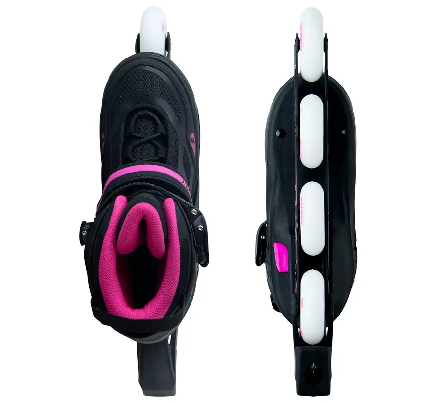 Story Fusion Regulowane Rolki Inline Różowe LED – Regulowane w 4 Rozmiarach, Siatkowa But i Łożyska ABEC-7