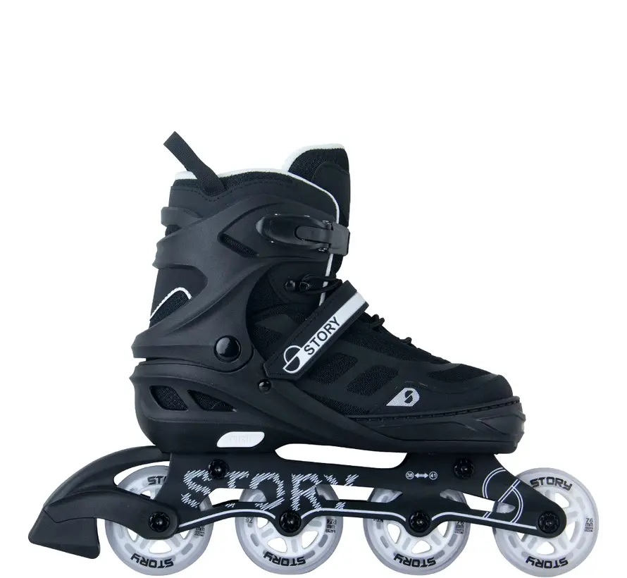 Story Fusion Verstelbare Inline Skates – Black LED | 4 Maat System & Mesh Boot