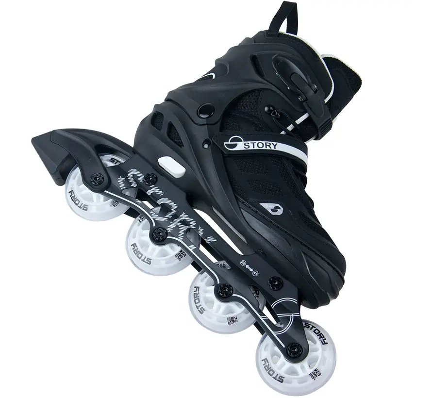 Patines en línea ajustables Story Fusion – LED negro | Sistema de 4 tallas y bota de malla