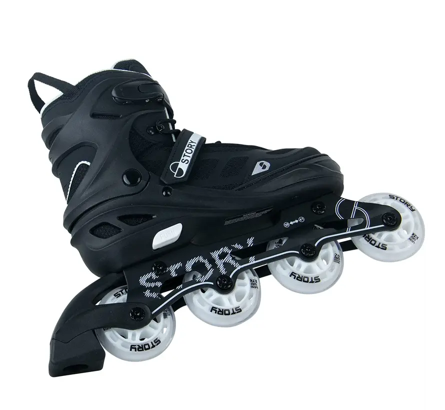 Story Fusion Verstelbare Inline Skates – Black LED | 4 Maat System & Mesh Boot