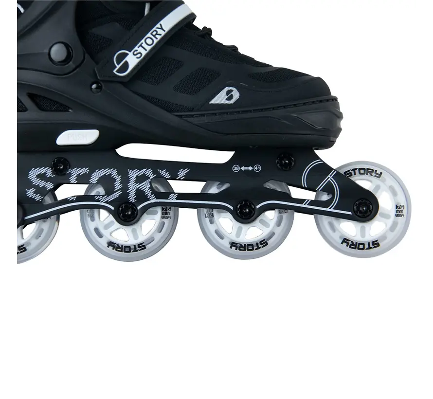 Story Fusion Verstelbare Inline Skates – Black LED | 4 Maat System & Mesh Boot
