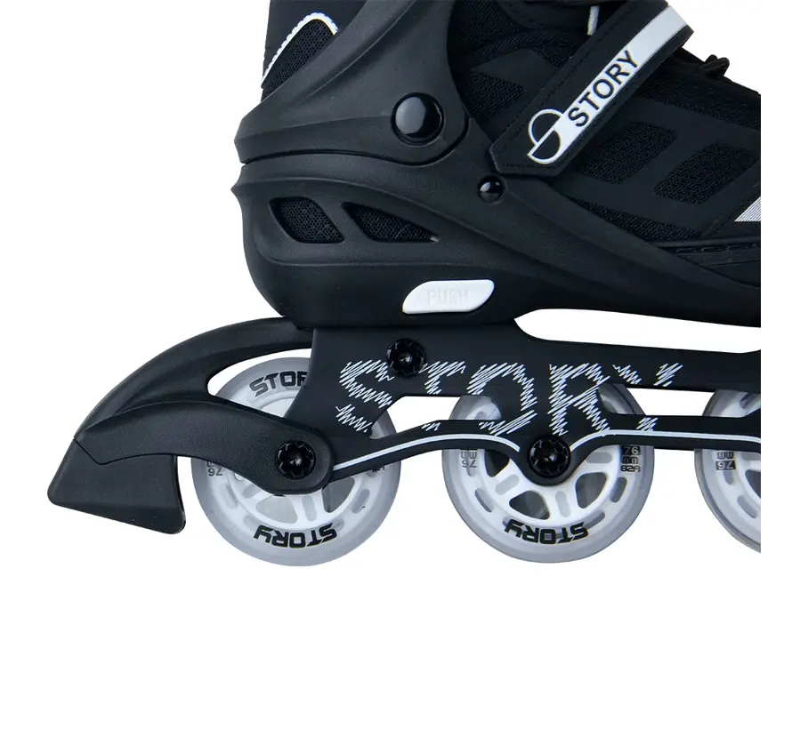 Story Fusion Verstellbare Inline-Skates – Schwarze LED | 4-Größen-System & Mesh-Boot