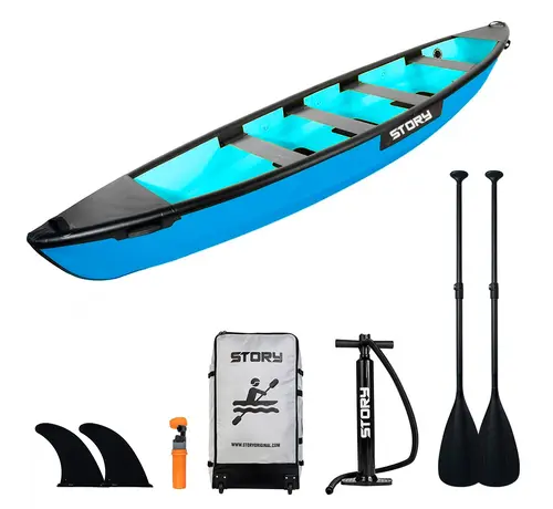 Story Canoa gonfiabile Story per 4 persone, blu | Include doppia pompa, pressione massima 10 PSI