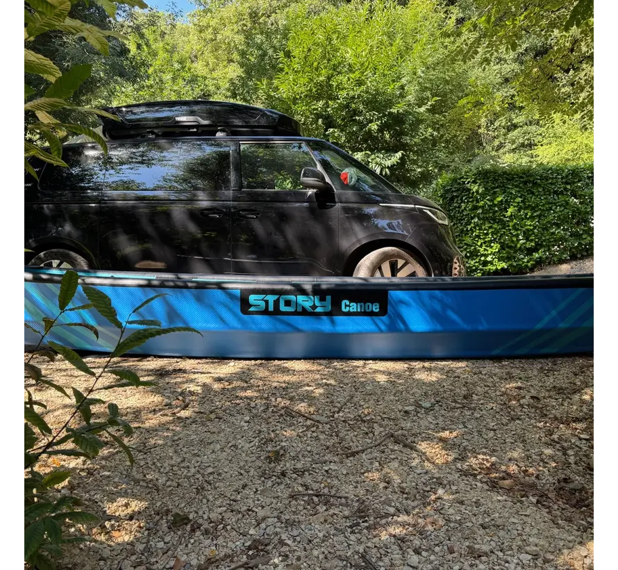 Canoa inflable Story para 4 personas, color azul | Incluye bomba doble, presión máxima de 10 PSI