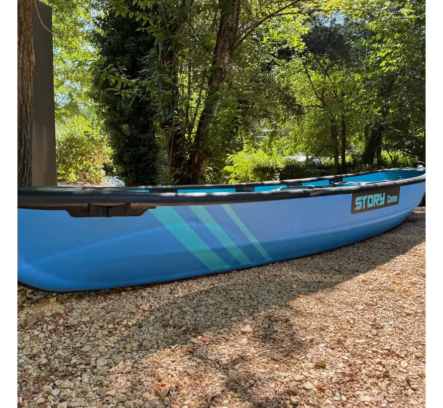 Canoë gonflable Story bleu pour 4 personnes | Pompe double incluse, pression maximale de 10 psi
